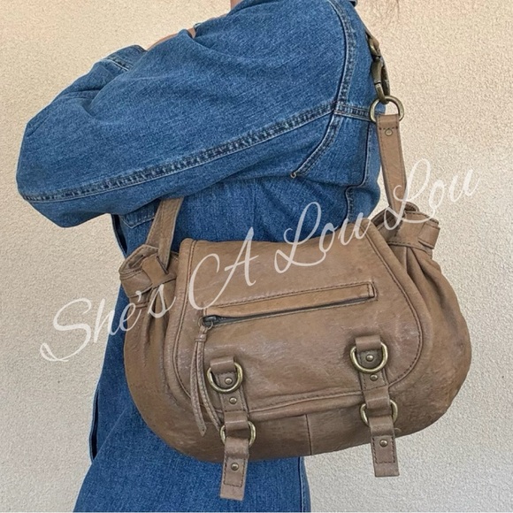Artisan, Soft Leather Khaki Western Saddlebag Satchel Convertible Crossbody Bag - Picture 3 of 9